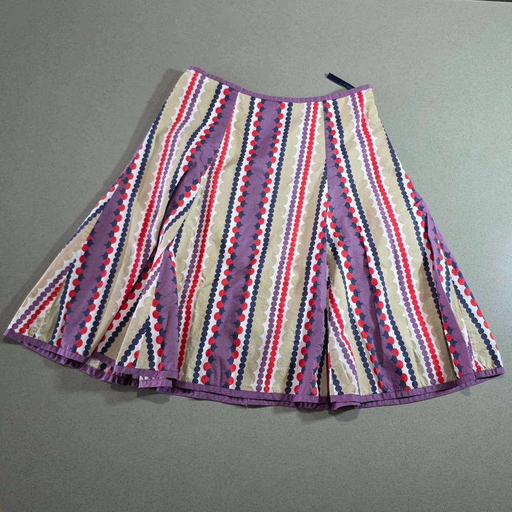Boden Womens Scalloped Stripe A-Line Midi Skirt Purple Red Size 10R